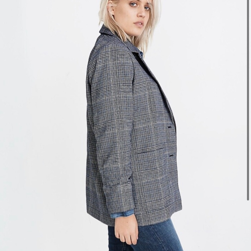 MEDIUM Madewell Dorset Blazer in Black Glen Plaid EUC Oversized Black women’s